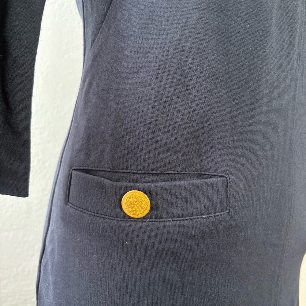 Vince Camuto Navy Quarter Sleeve Dress with Gold Button Details - Picture 3 of 6
